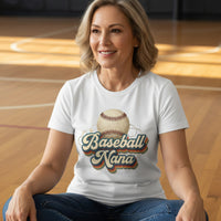 Baseball Nana Groovy Retro Sports Family Fan T-Shirt WHITE - 6004 - FRONT