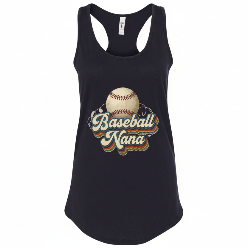 Baseball Nana Groovy Retro Sports Family Fan Tank Top