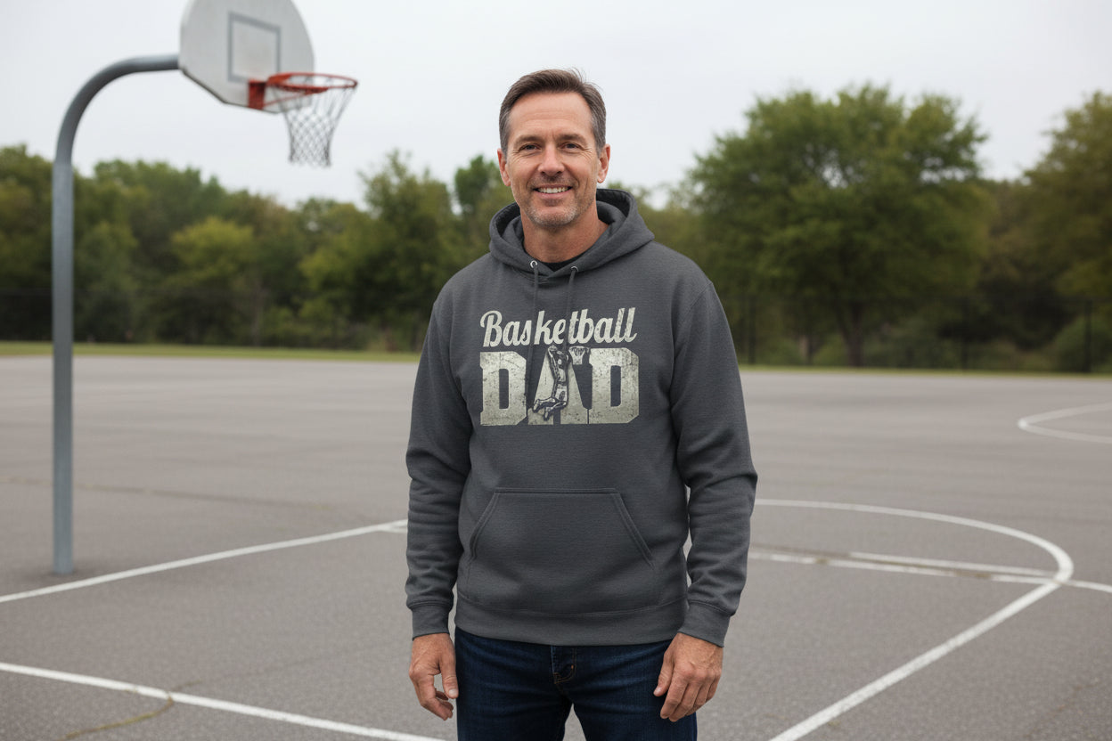 Basketball Dad Athlete Pride – Proud Basketball Father Sports Hoodie DARK HEATHER - FRONT