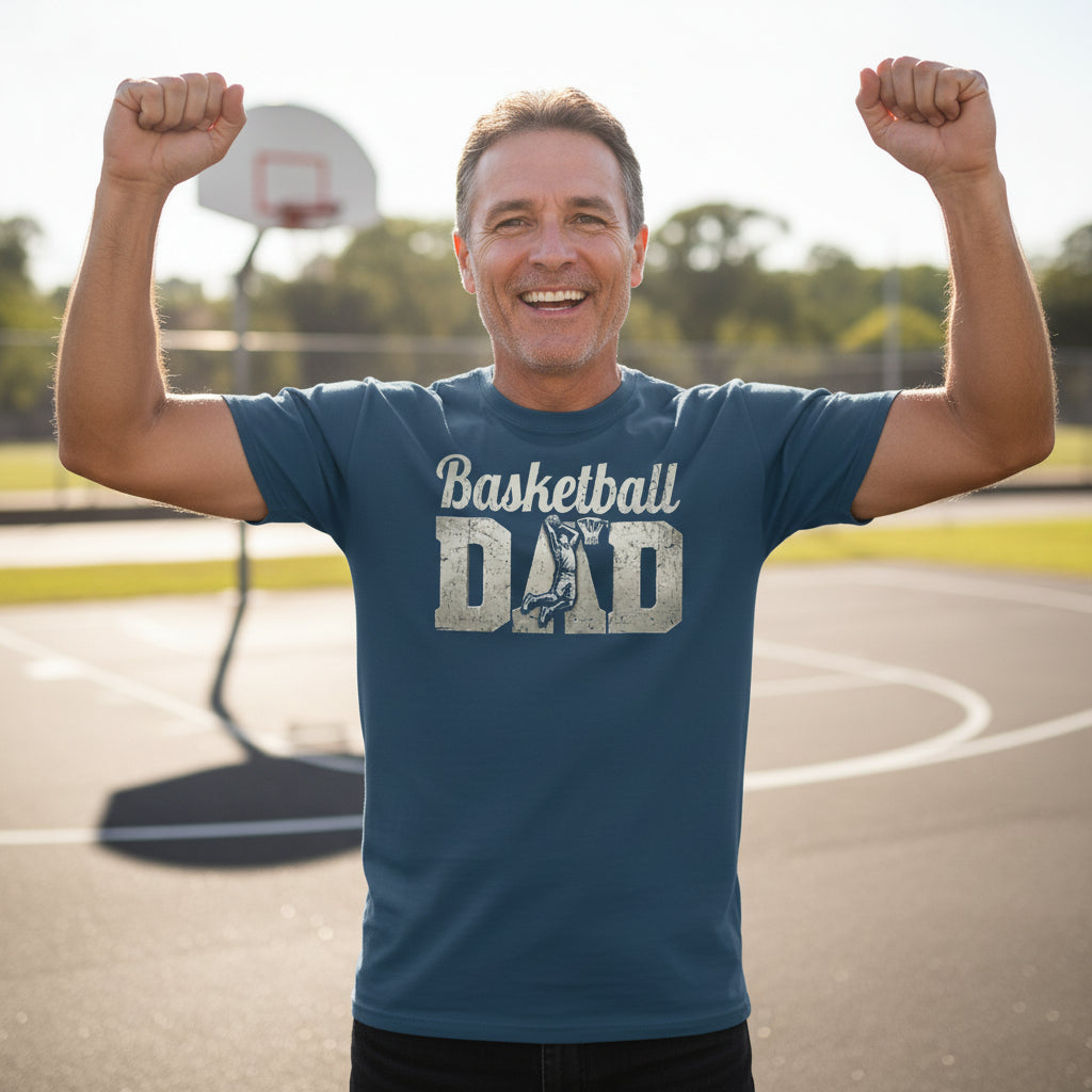 Basketball Dad Athlete Pride – Proud Basketball Father Sports T-Shirt MIDNIGHT NAVY - FRONT