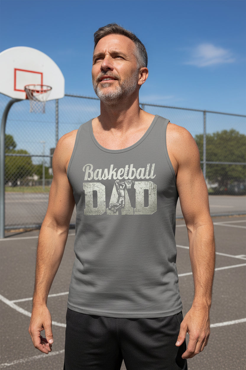 Basketball Dad Athlete Pride – Proud Basketball Father Sports Tank Top DARK GREY - FRONT