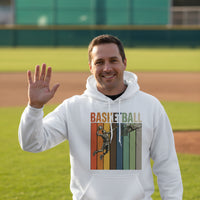 Basketball Dad Athletic Pride Retro Color Stripe Hoodie Design WHITE - FRONT