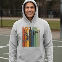Basketball Dad Athletic Pride Retro Color Stripe Hoodie Design SPORT GREY - FRONT