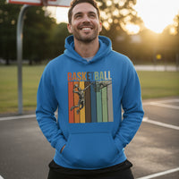 Basketball Dad Athletic Pride Retro Color Stripe Hoodie Design Royal - FRONT