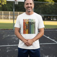 Basketball Dad Athletic Pride Retro Color Stripe T-Shirt Design White - FRONT