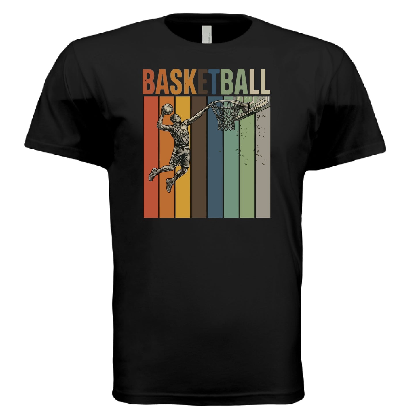 Basketball Dad Athletic Pride Retro Color Stripe T-Shirt Design BLACK- FRONT