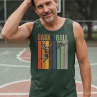 Basketball Dad Athletic Pride Retro Color Stripe Tank Top Design Forest - FRONT