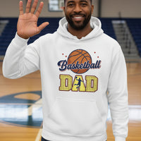 Basketball Dad Hoodie with Classic Ball Sports Fan Design WHITE - SF500 - FRONT
