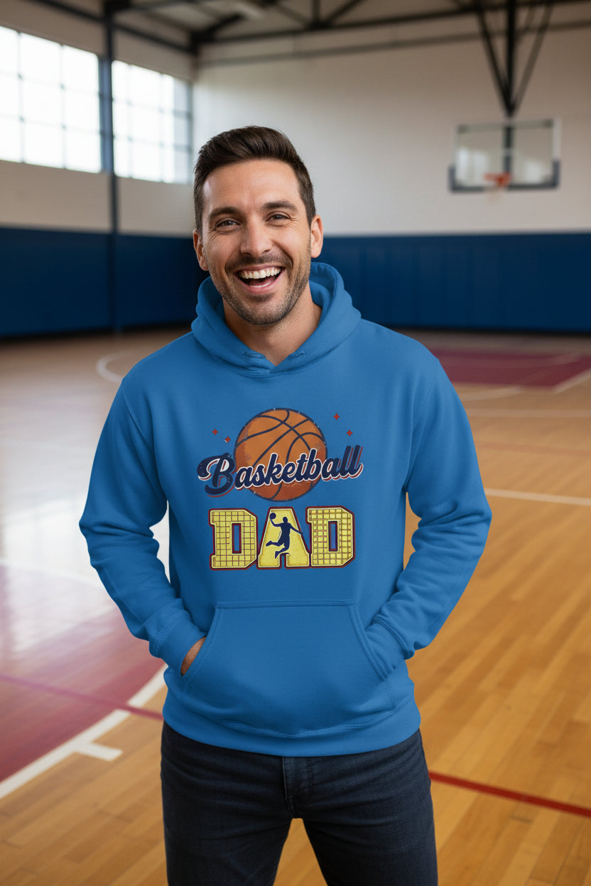 Basketball Dad Hoodie with Classic Ball Sports Fan Design Royal - SF500 - FRONT