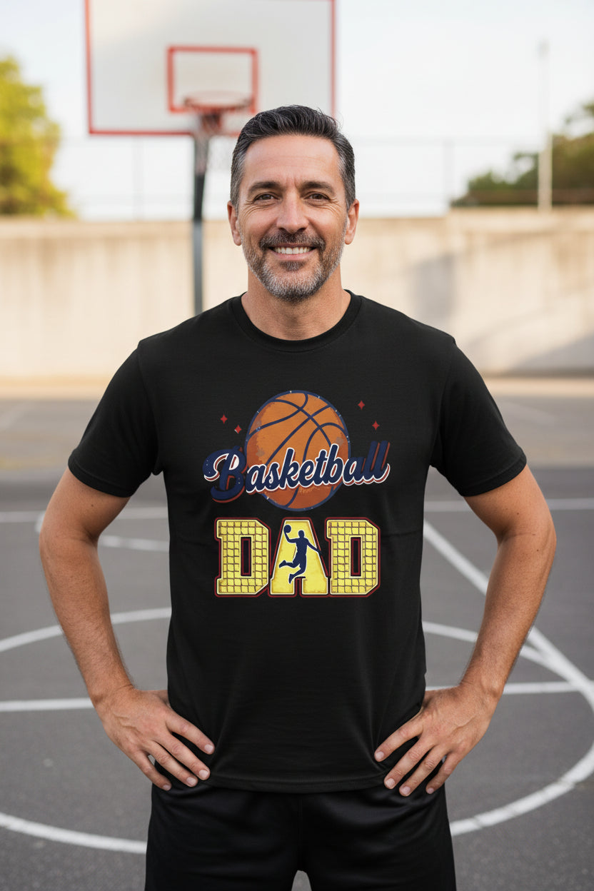 Basketball Dad T-Shirt with Classic Ball Sports Fan Design BLACK - 3600 - FRONT