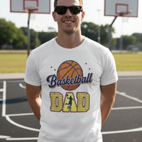 Basketball Dad T-Shirt with Classic Ball Sports Fan Design White - 3600 - FRONT