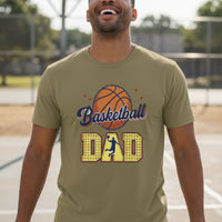 Basketball Dad T-Shirt with Classic Ball Sports Fan Design MILITARY GREEN - 3600 - FRONT