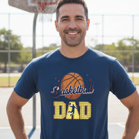 Basketball Dad T-Shirt with Classic Ball Sports Fan Design MIDNIGHT NAVY - 3600 - FRONT