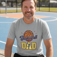 Basketball Dad T-Shirt with Classic Ball Sports Fan Design HEATHER GRAY - 3600 - FRONT