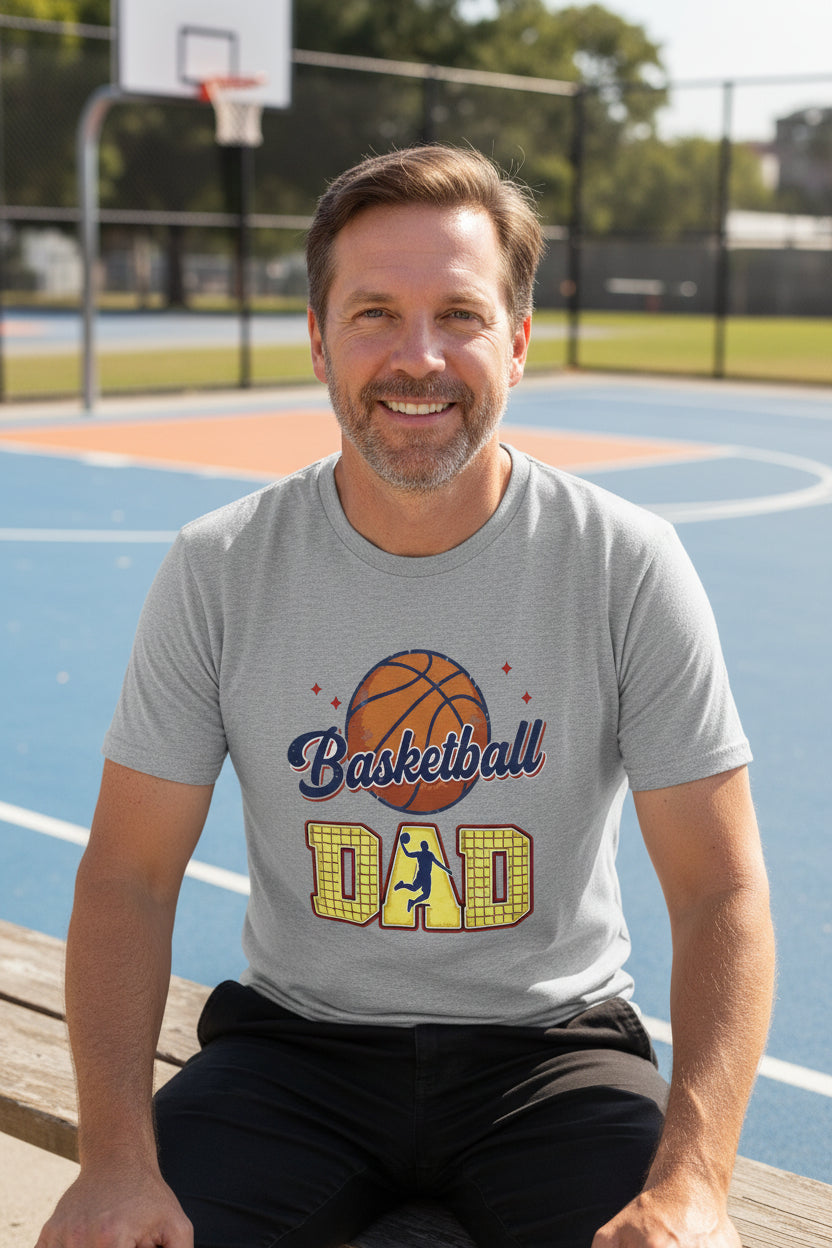 Basketball Dad T-Shirt with Classic Ball Sports Fan Design HEATHER GRAY - 3600 - FRONT