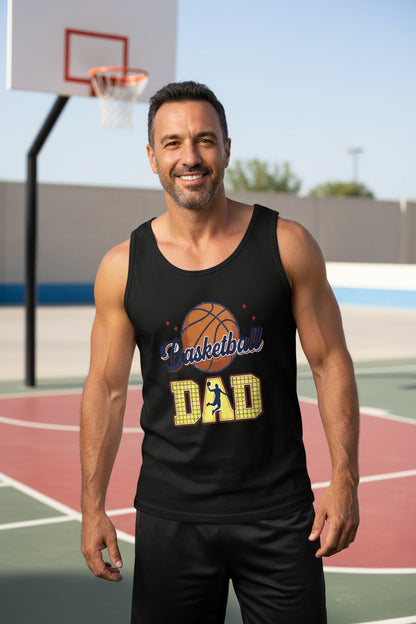 Basketball Dad Tank Top with Classic Ball Sports Fan Design BLACK - 3480 - FRONT