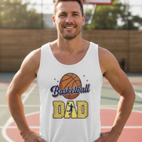 Basketball Dad Tank Top with Classic Ball Sports Fan Design WHITE - 3480 - FRONT