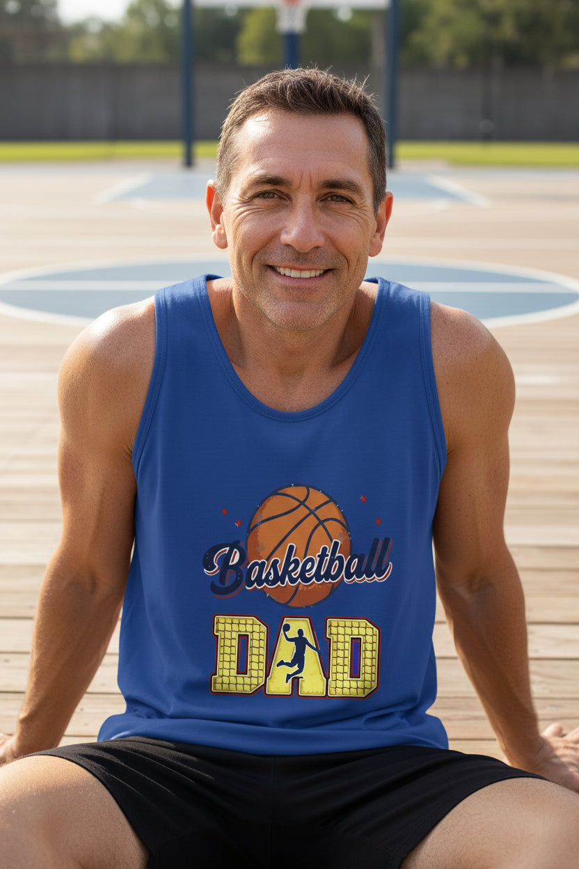 Basketball Dad Tank Top with Classic Ball Sports Fan Design TRUE ROYAL - 3480 - FRONT