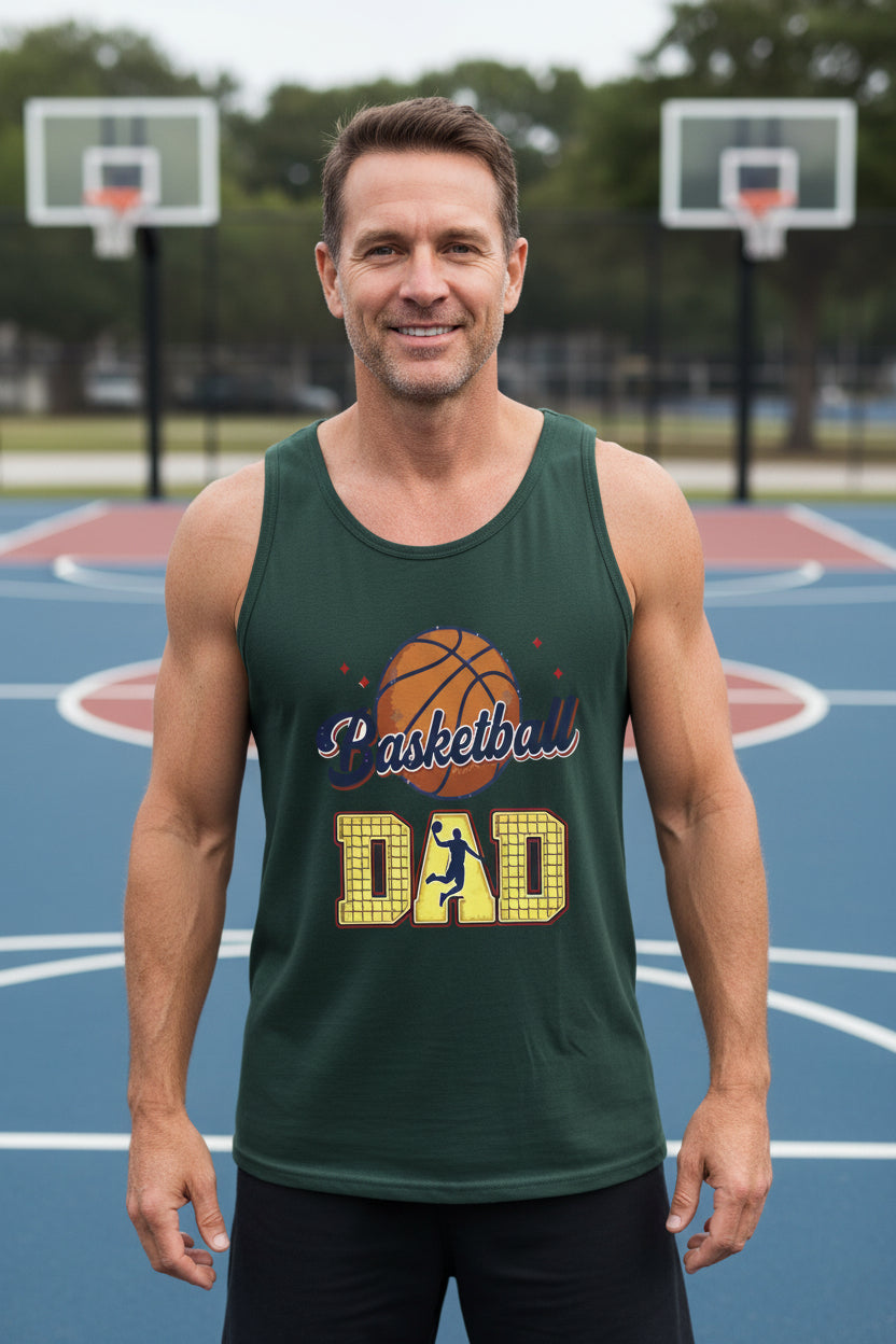 Basketball Dad Tank Top with Classic Ball Sports Fan Design Forest - 3480 - FRONT