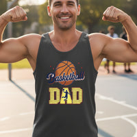 Basketball Dad Tank Top with Classic Ball Sports Fan Design DARK GREY - 3480 - FRONT