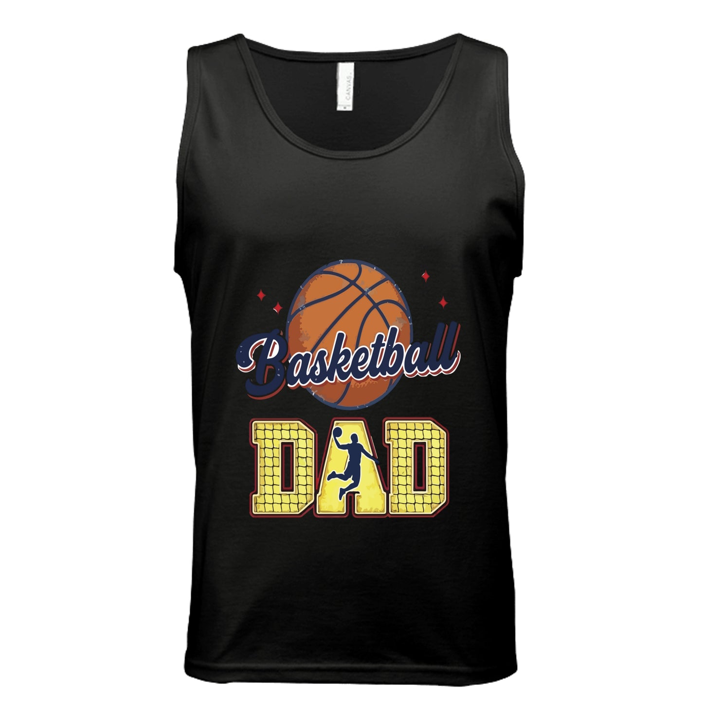 Basketball Dad Tank Top with Classic Ball Sports Fan Design BLACK - 3480 - FRONT