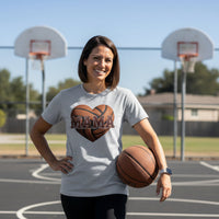 Basketball Mama Heart T-Shirt- Athletic Pride Mom Spirit ATHLETIC HEATHER - FRONT