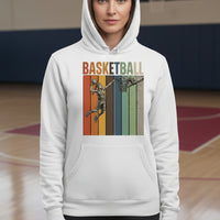 Basketball Mom Athletic Pride Retro Color Stripe Hoodie Design WHITE - FRONT