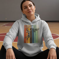 Basketball Mom Athletic Pride Retro Color Stripe Hoodie Design SPORT GREY - FRONT