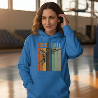 Basketball Mom Athletic Pride Retro Color Stripe Hoodie Design Royal - FRONT