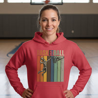 Basketball Mom Athletic Pride Retro Color Stripe Hoodie Design RED - FRONT