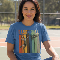 Basketball Mom Athletic Pride Retro Color Stripe T-Shirt Design HTHR TRUE ROYAL - FRONT
