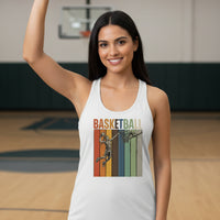 Basketball Mom Athletic Pride Retro Color Stripe Tank Top Design White - FRONT