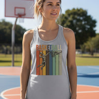 Basketball Mom Athletic Pride Retro Color Stripe Tank Top Design Heather Gray - FRONT