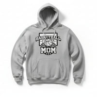 Basketball Mom Graphic Top – Court Side Sports Mom Hoodie SPORT GREY - FRONT