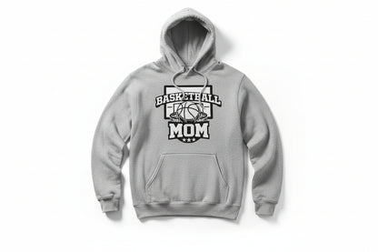 Basketball Mom Graphic Top – Court Side Sports Mom Hoodie SPORT GREY - FRONT