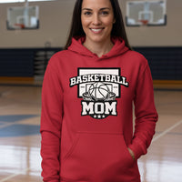 Basketball Mom Graphic Top – Court Side Sports Mom Hoodie RED - FRONT