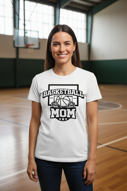 Basketball Mom Graphic Top – Court Side Sports Mom Shirt WHITE - FRONT