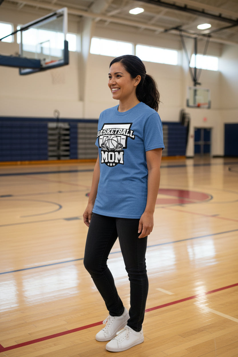 Basketball Mom Graphic Top – Court Side Sports Mom Shirt
 HTHR TRUE ROYAL - FRONT