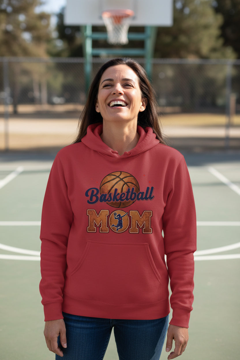 Basketball Mom Heartbeat Hoodie Proud Sports Family Design RED - SF500 - FRONT