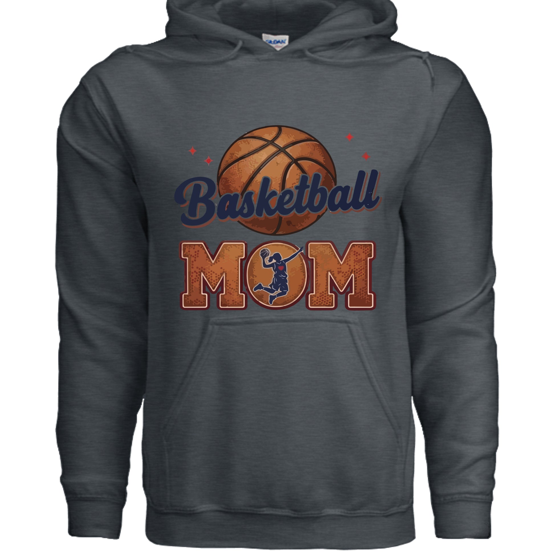 Basketball Mom Heartbeat Hoodie Proud Sports Family Design DARK HEATHER - SF500 - FRONT