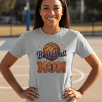 Basketball Mom Heartbeat T-Shirt Proud Sports Family Design ATHLETIC HEATHER - 6004 - FRONT