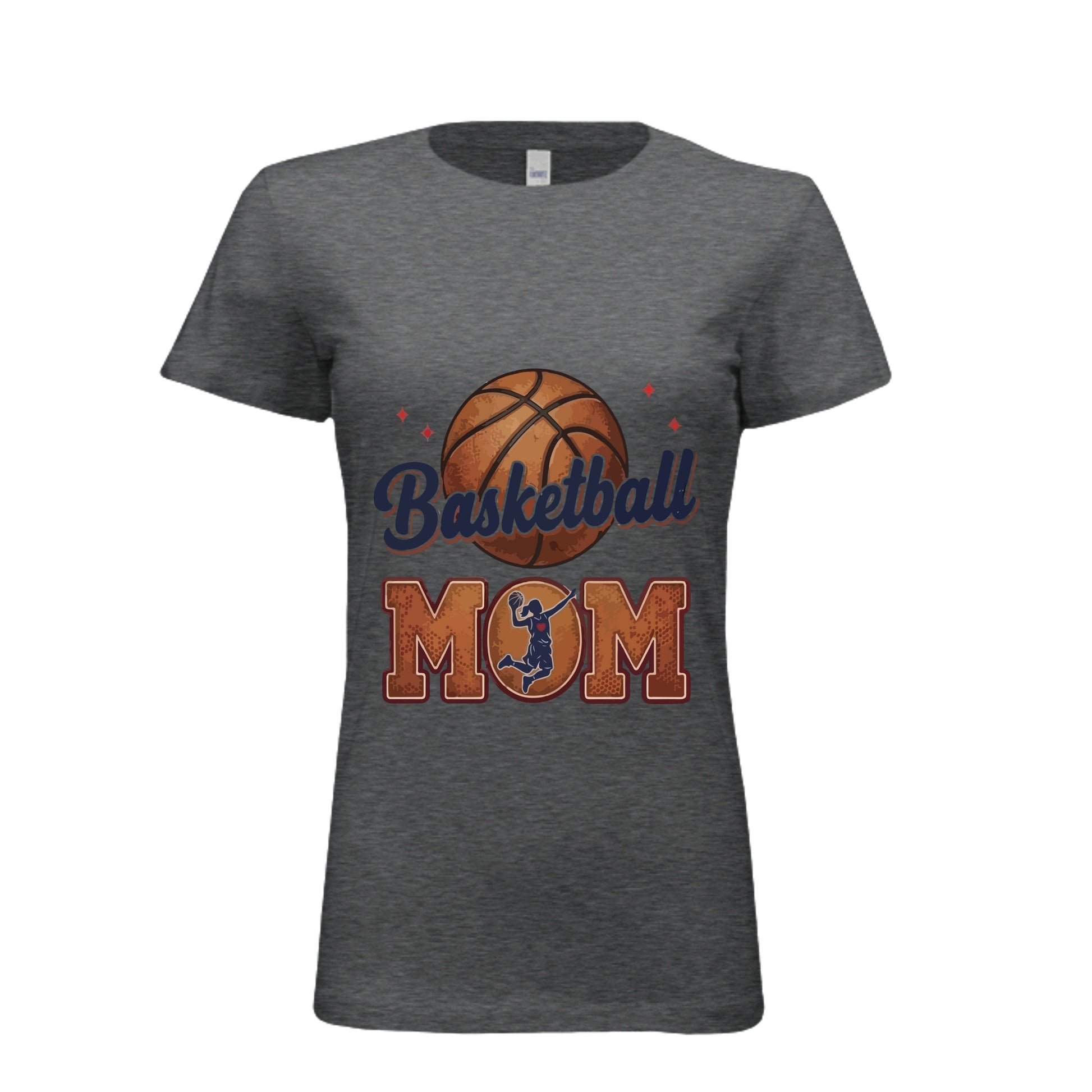 Basketball Mom Heartbeat T-Shirt Proud Sports Family Design DRK GREY HEATHER - 6004 - FRONT
