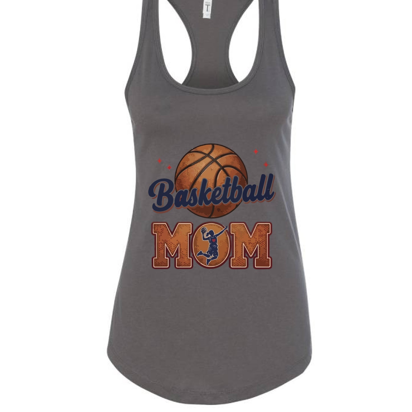 Basketball Mom Heartbeat Tank Top Proud Sports Family Design Dark Gray - N1533 - FRONT