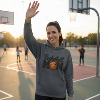 Basketball Mom Hoodie with Heart Ball – Game Day Spirit Style DARK HEATHER - SF500 - FRONT