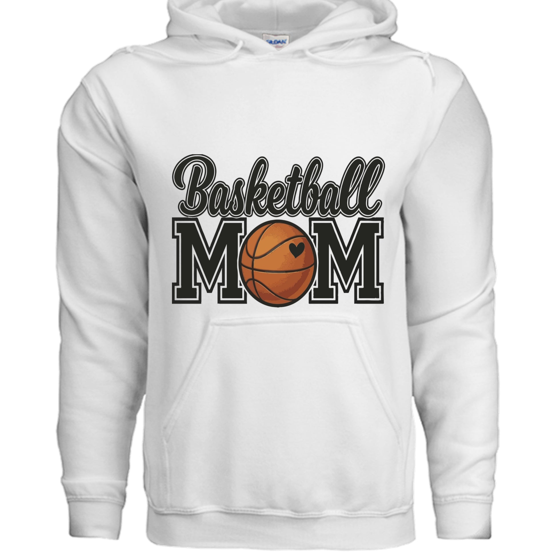 Basketball Mom Hoodie with Heart Ball – Game Day Spirit Style WHITE - SF500 - FRONT
