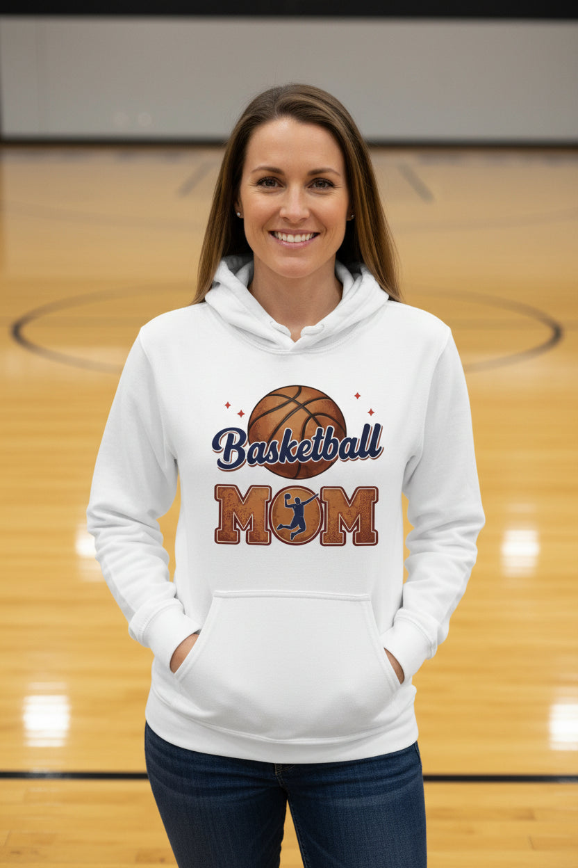 Basketball Mom Passion Player Silhouette Design Hoodie WHITE - SF500 - FRONT