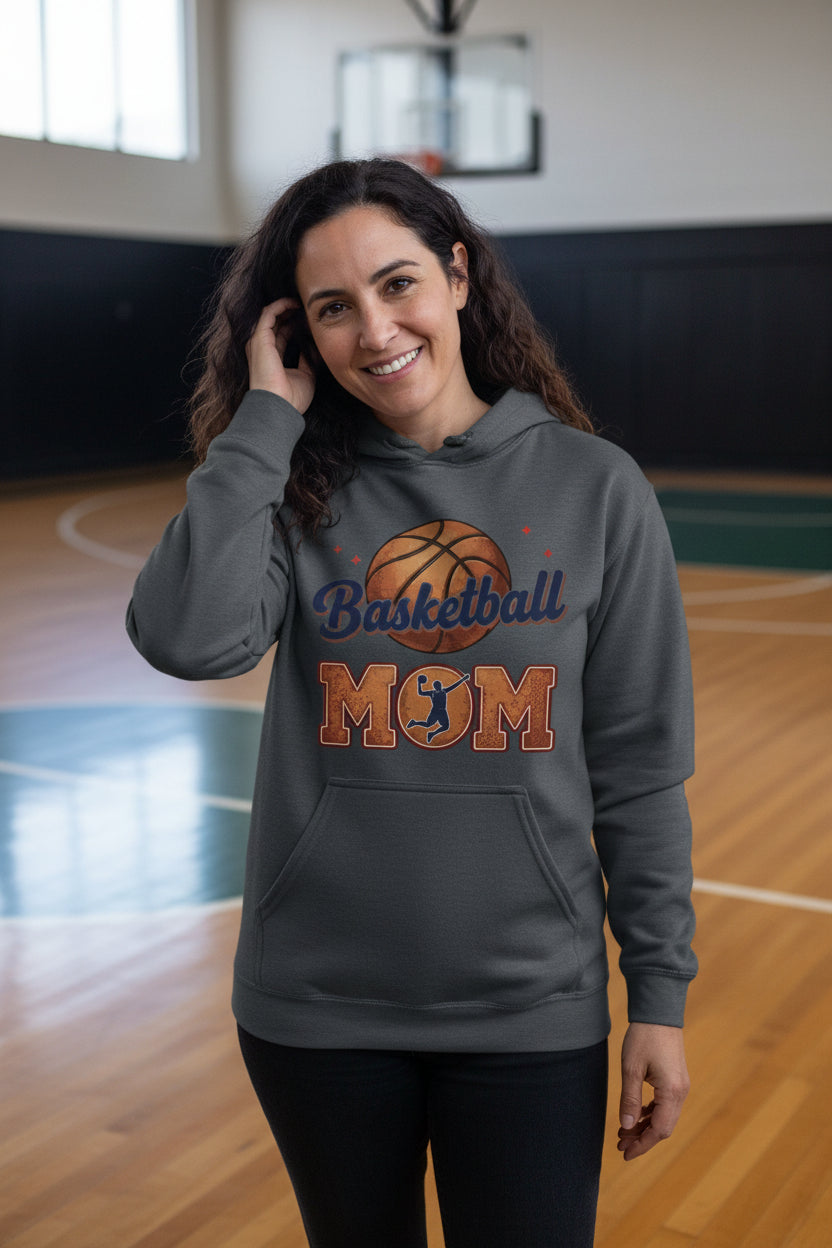 Basketball Mom Passion Player Silhouette Design Hoodie DARK HEATHER - SF500 - FRONT