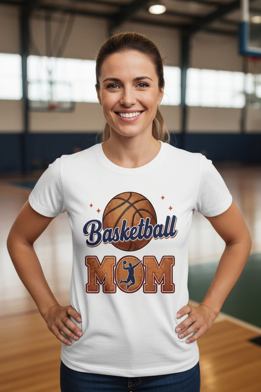 Basketball Mom Passion Player Silhouette Design T-Shirt WHITE - 6004 - FRONT