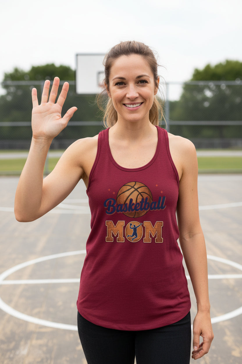 Basketball Mom Passion Player Silhouette Design Tank Top Scarlet - N1533 - FRONT