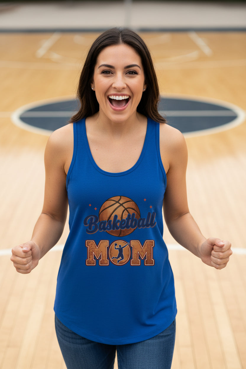 Basketball Mom Passion Player Silhouette Design Tank Top Royal - N1533 - FRONT